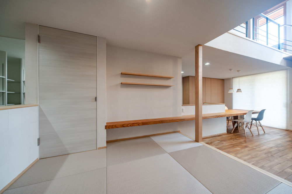 廿日市で最上級の快適性　廿日市パッシブハウス　つながりのあるリビングダイニング